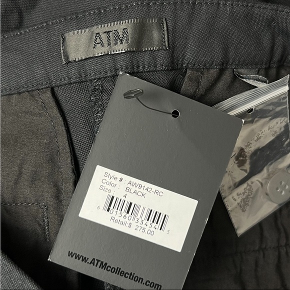 NWT ATM Cotton Twill Mid Rise Flat Front Slim Straight Leg Ankle Crop Trouser 4 - Picture 5 of 7